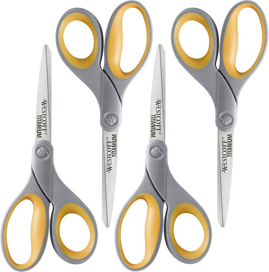 Westcott 17598 Titanium Bonded 8-Inch Scissors 4-Pack