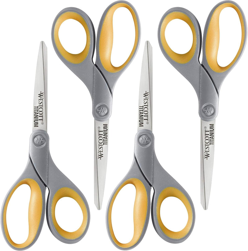 Westcott 17598 Titanium Bonded 8-Inch Scissors 4-Pack — main product image