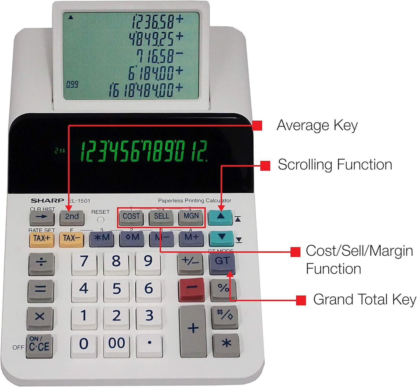 Sharp 8541735555 El-1501 Compact Cordless Paperless Printing Calculator