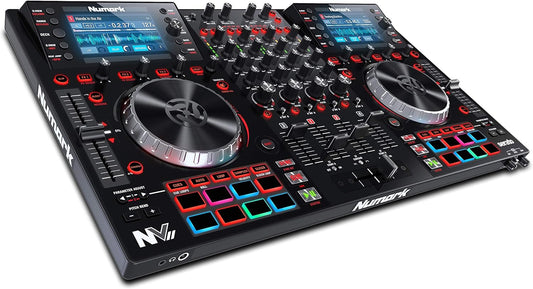 Numark NVII Serato DJ Controller: 4-Deck, Dual Displays, Performance Pads