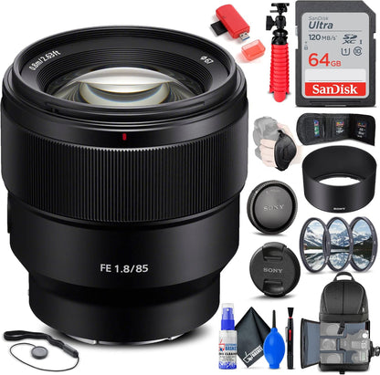Sony FE 85mm f/1.8 Portrait Lens Bundle (Renewed)