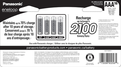 Panasonic BK-4MCCA16FA eneloop AAA Rechargeable Batteries 16-Pack