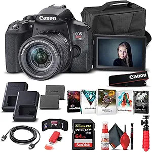 Canon 3924C002 EOS Rebel T8i DSLR Camera + 18-55mm Lens Bundle (Renewed)