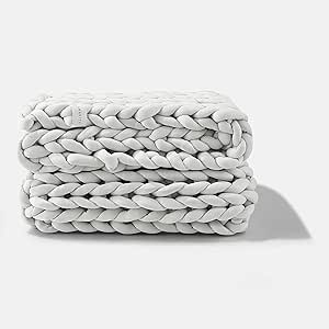 Gravity GRV-CK1-10 Weighted Chunky Knit Blanket, Grey