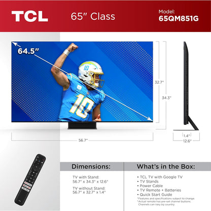 TCL 65QM851G 65-Inch QLED QD-Mini LED 4K Google TV