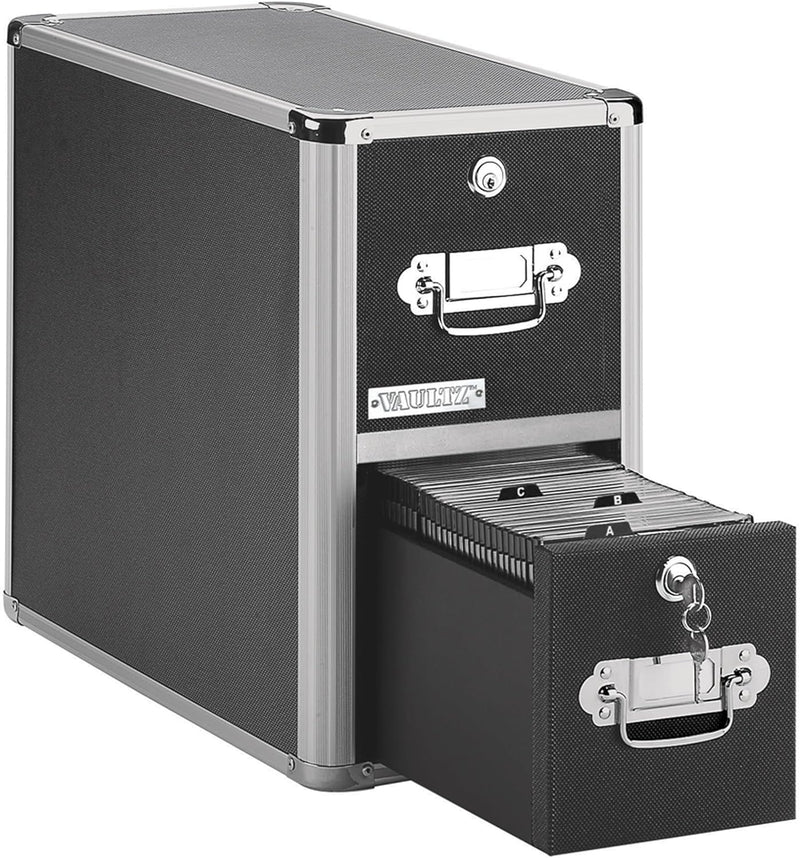 Vaultz VZ01094 CD Case Holder with Key Locks Black — main product image