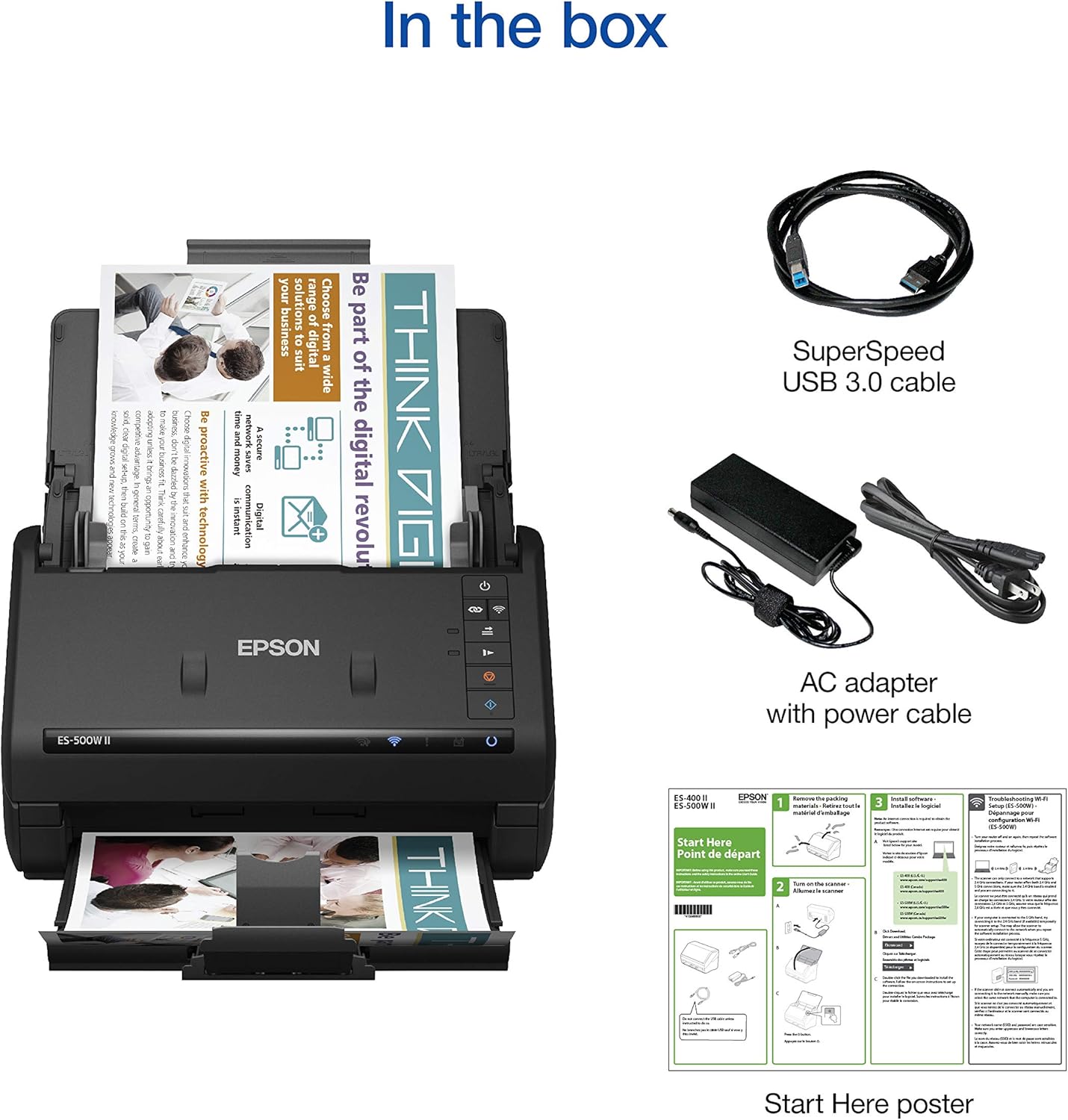 Epson ES-500W II Wireless Duplex Document Scanner Renewed
