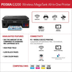 Canon 0630C002 G3200 MegaTank Wireless All-In-One Printer