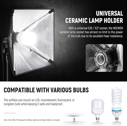 Neewer NK200 700W Equivalent Softbox Lighting Kit