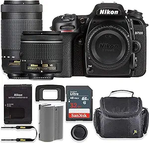 Nikon D7500 20.9MP DSLR Camera - 18-55mm & 70-300mm Lenses - Renewed