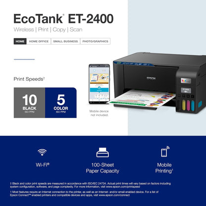 Epson C11CJ67201 EcoTank ET-2400 Wireless Color Printer