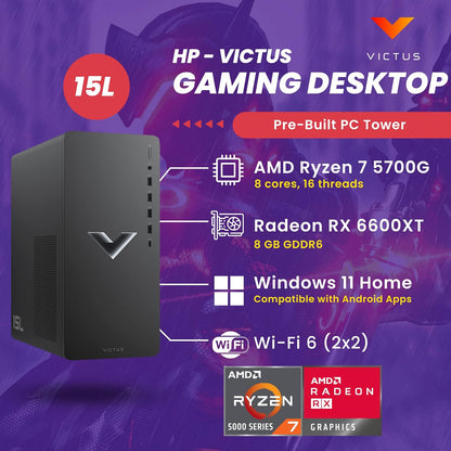 HP Victus Desktop Gaming PC Ryzen 7 5700G RX 6600XT 32GB RAM 1TB SSD