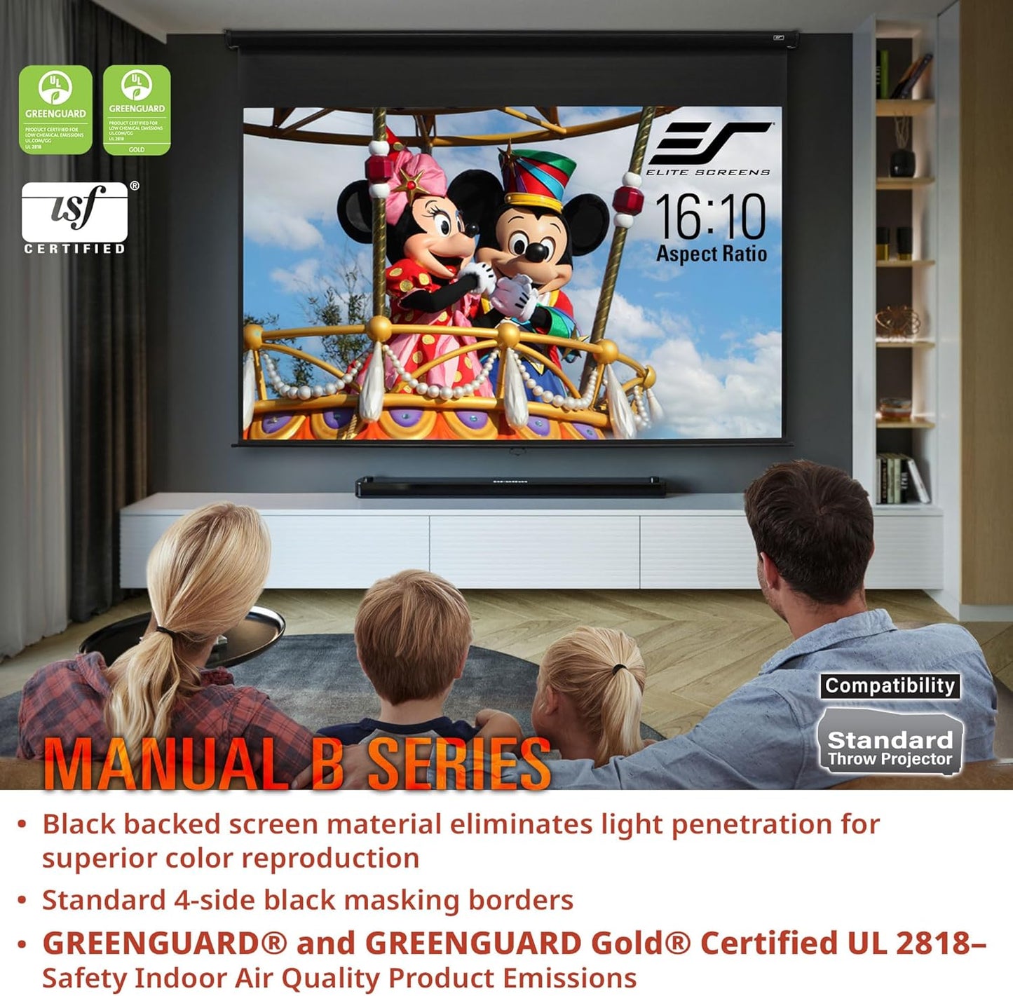 Elite Screens M120H 120-Inch Manual Pull Down Projector Screen
