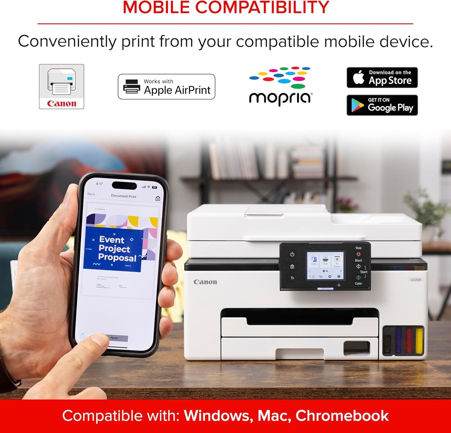 Canon 6171C002 MegaTank GX2020 Wireless All-in-One Printer