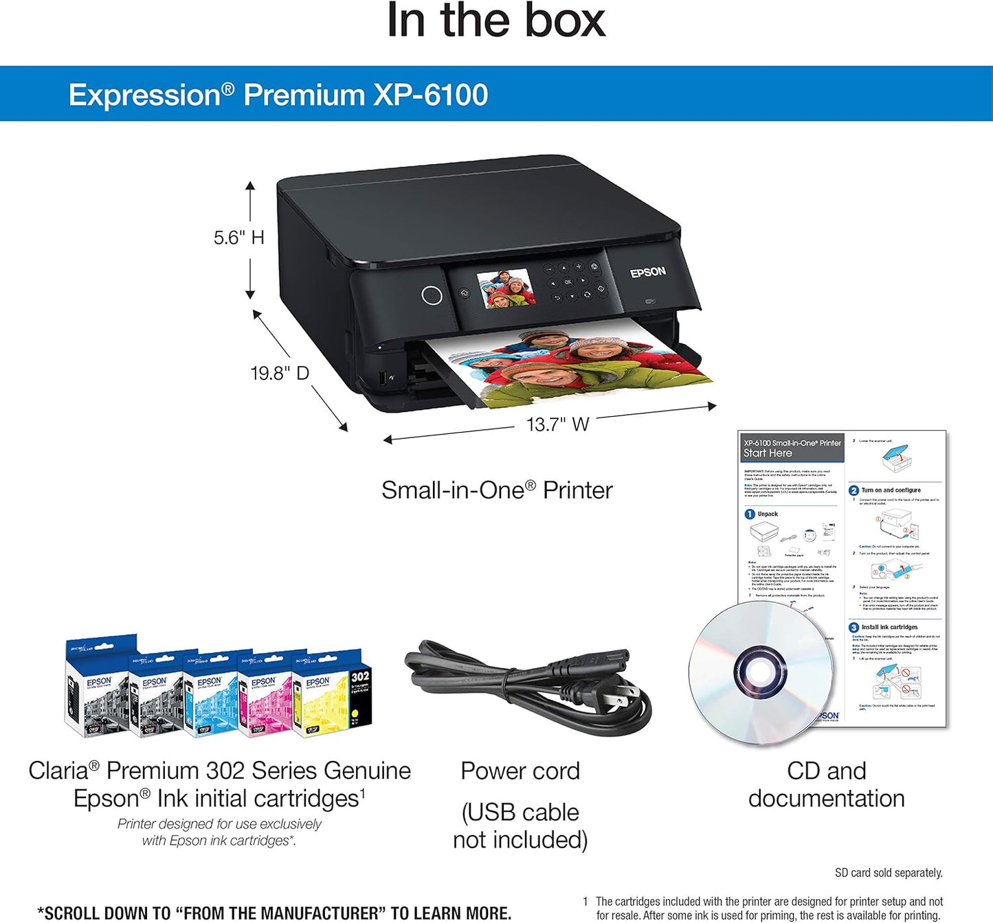 Epson C11CG97201 Premium XP-6100 Wireless Photo Printer