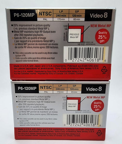 Sony P6-120MP 8mm MP 120min Video Cassette 2-Pack