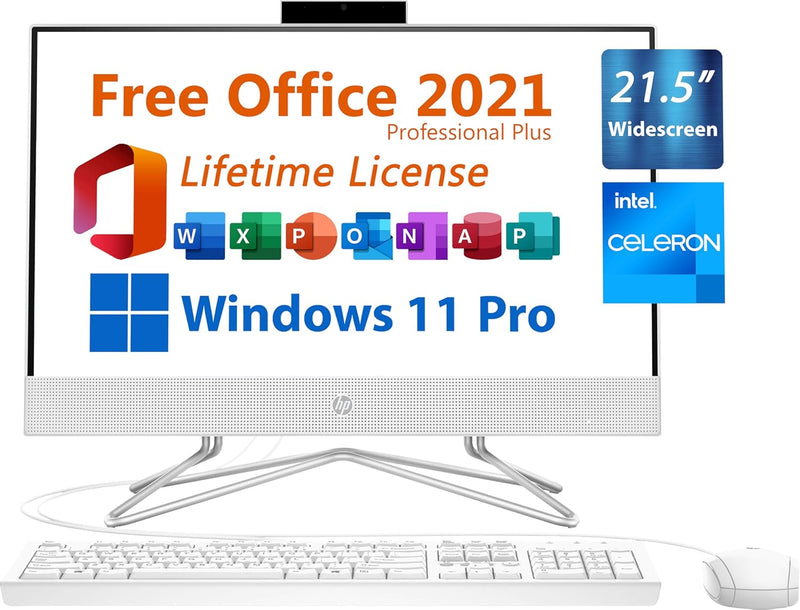 HP 22-dd0224 All-in-One Desktop Celeron 1TB SSD (Upgraded) — main product image