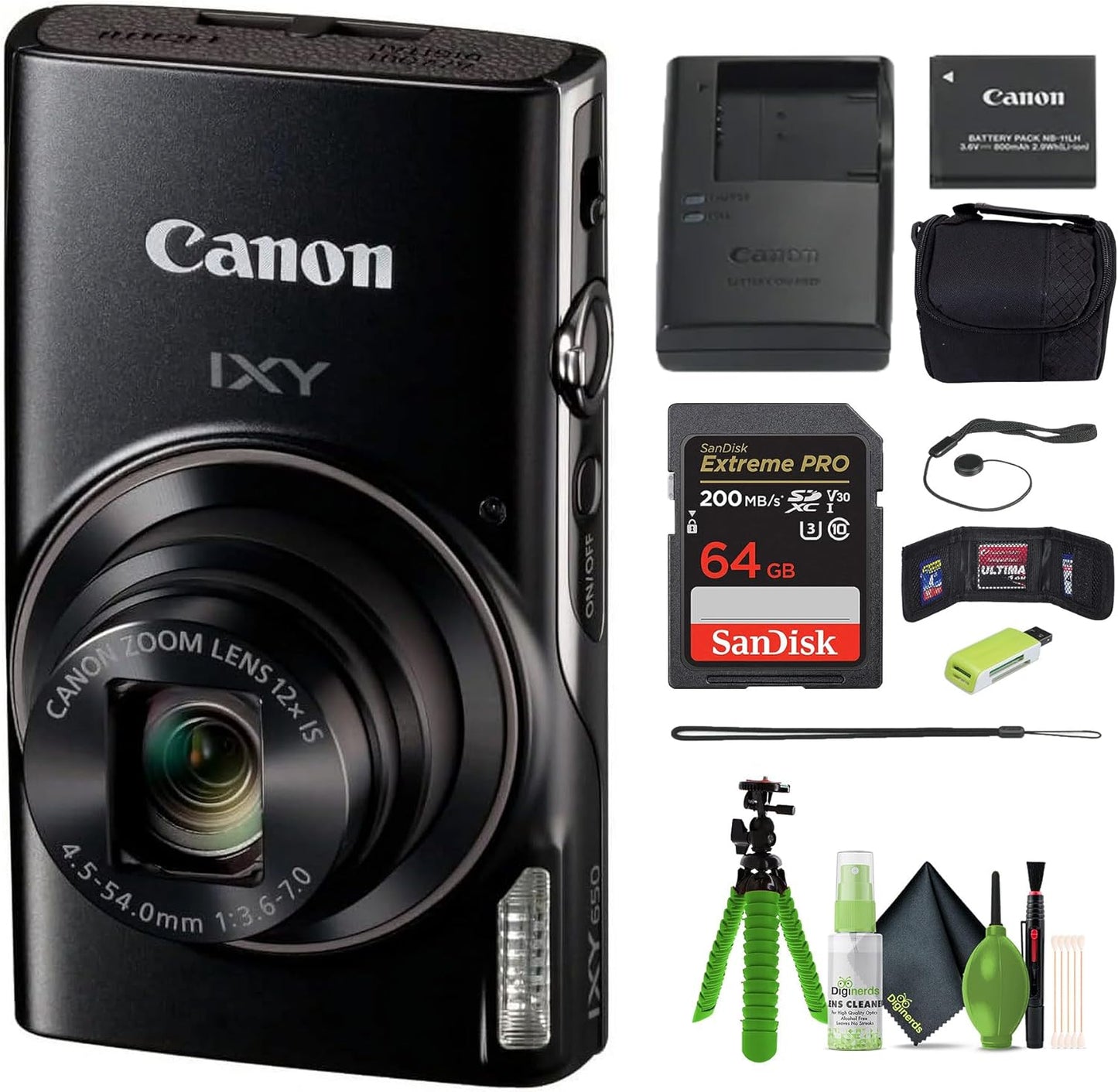 Canon 1075C001 PowerShot ELPH 360 Digital Camera Bundle (Renewed)