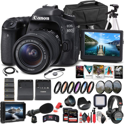 Canon EOS 80D DSLR Camera 18-55mm Lens Bundle