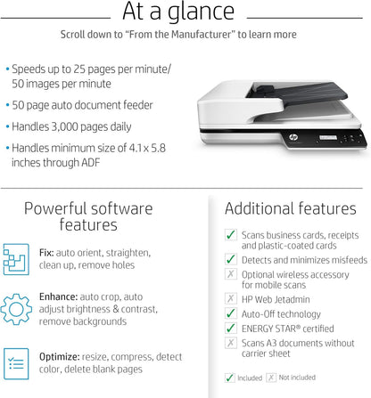 HP ScanJet Pro 3500 f1 Flatbed OCR Scanner Renewed