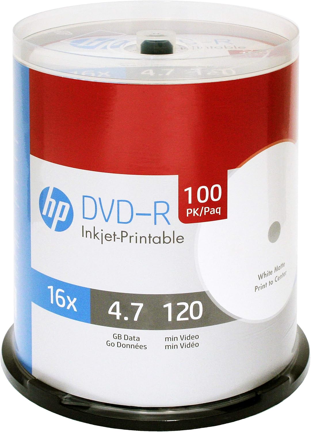 HP DMJPW045 DVD-R 4.7GB 16X White Inkjet Printable Spindle