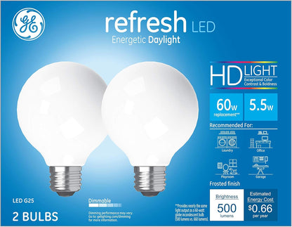 GE 31709 Refresh LED G25 Daylight Globe Bulbs