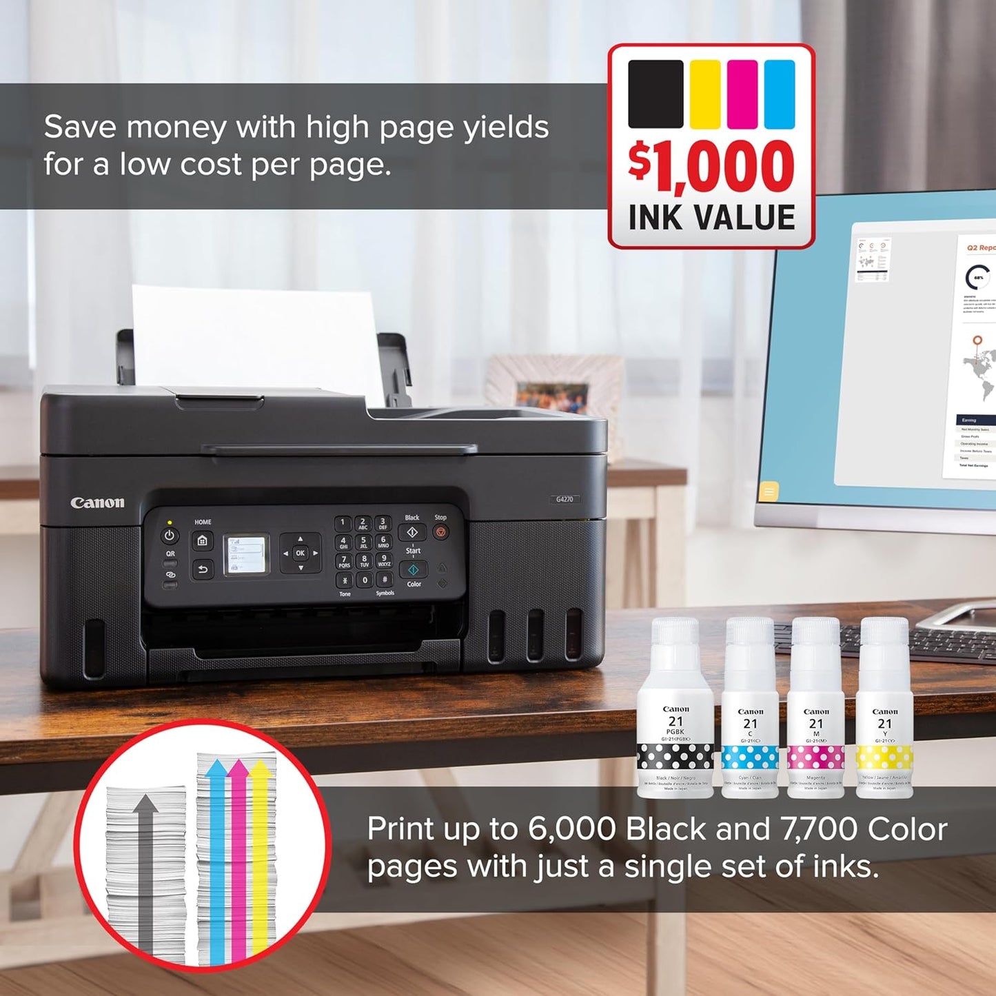 Canon 5807C002 MegaTank G4270 Wireless All-in-One Printer