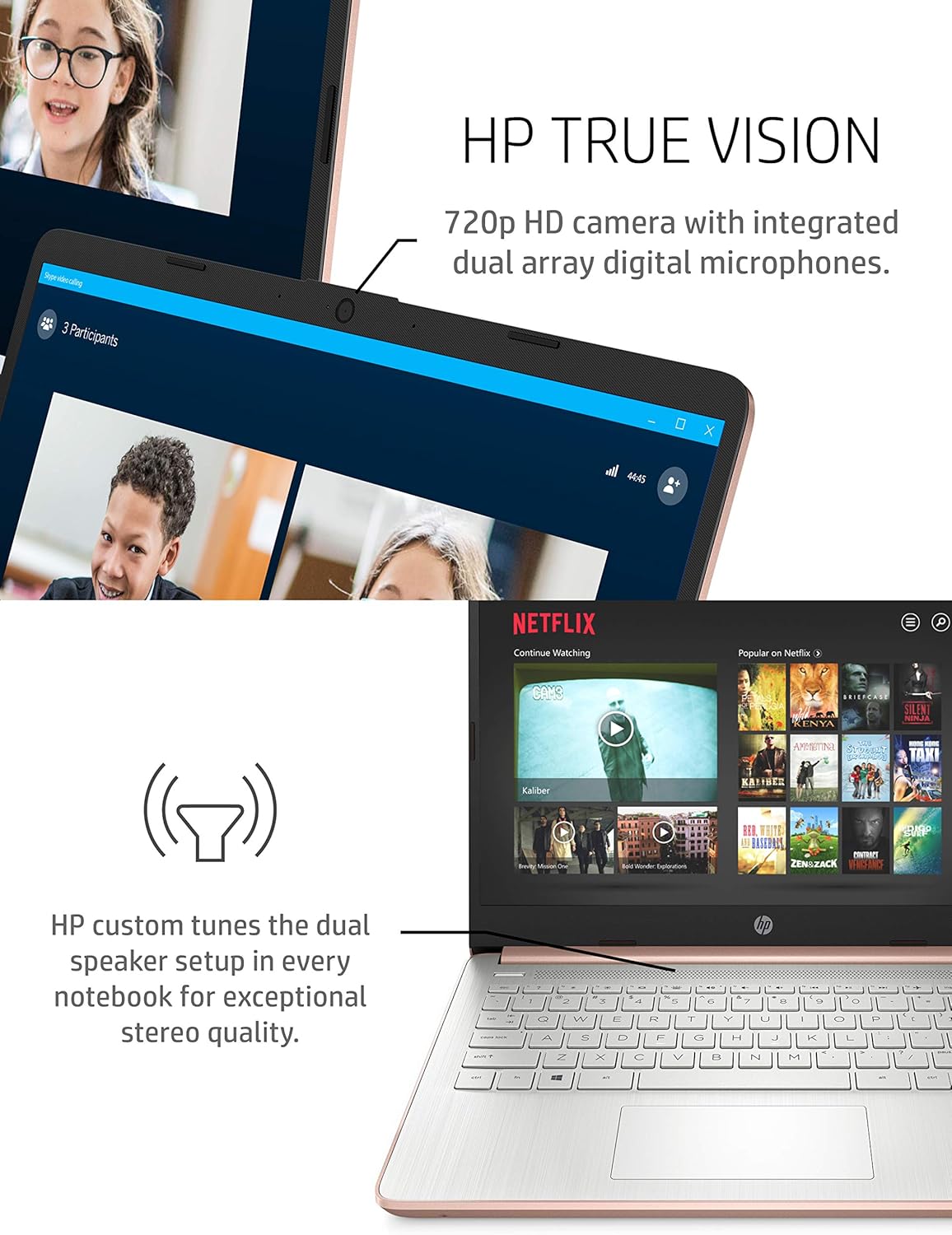 HP 14-fq0060nr Touch Laptop AMD 4GB 64GB Rose Gold