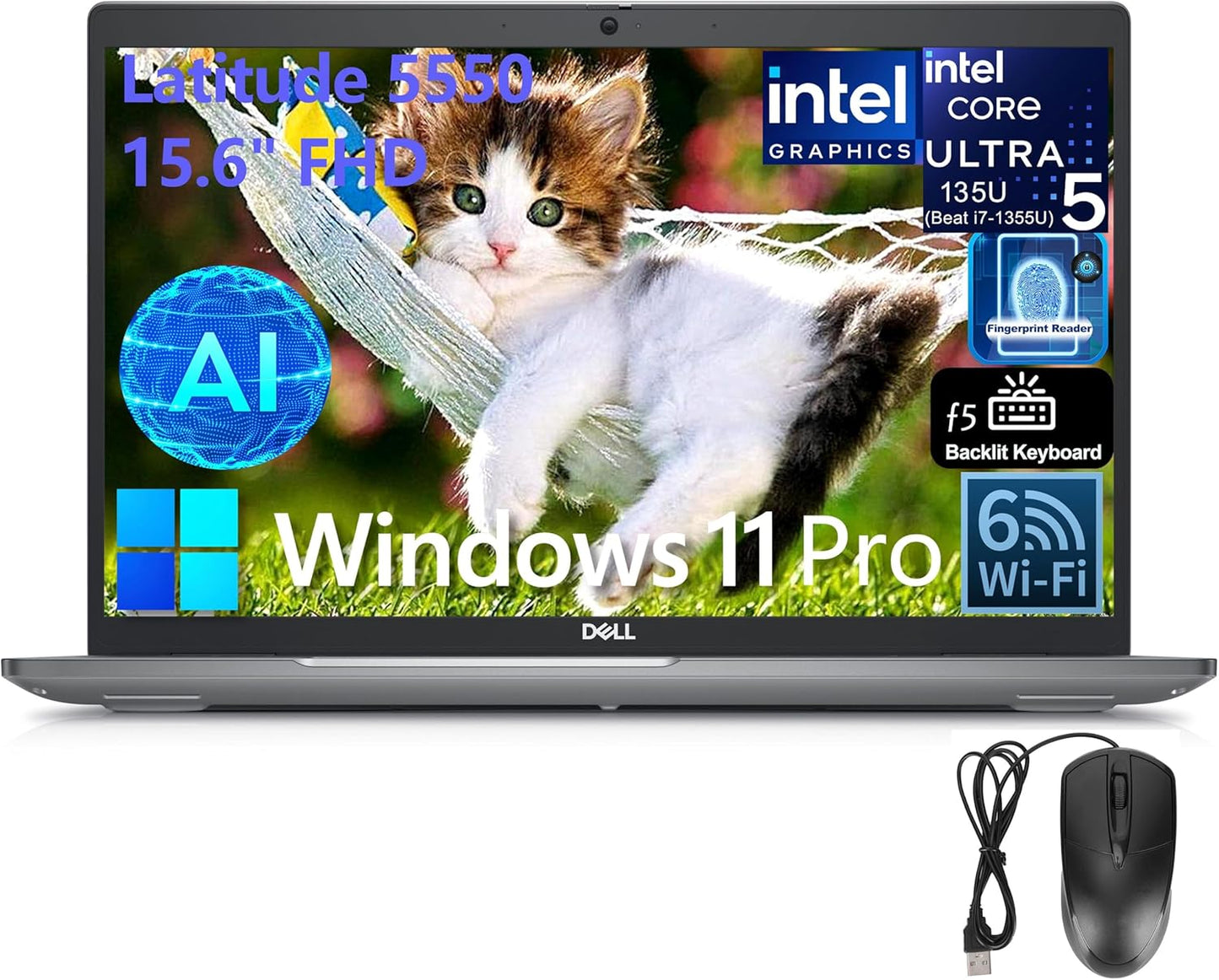 Dell 5550 Latitude 15.6" FHD Business Laptop Intel Ultra 5