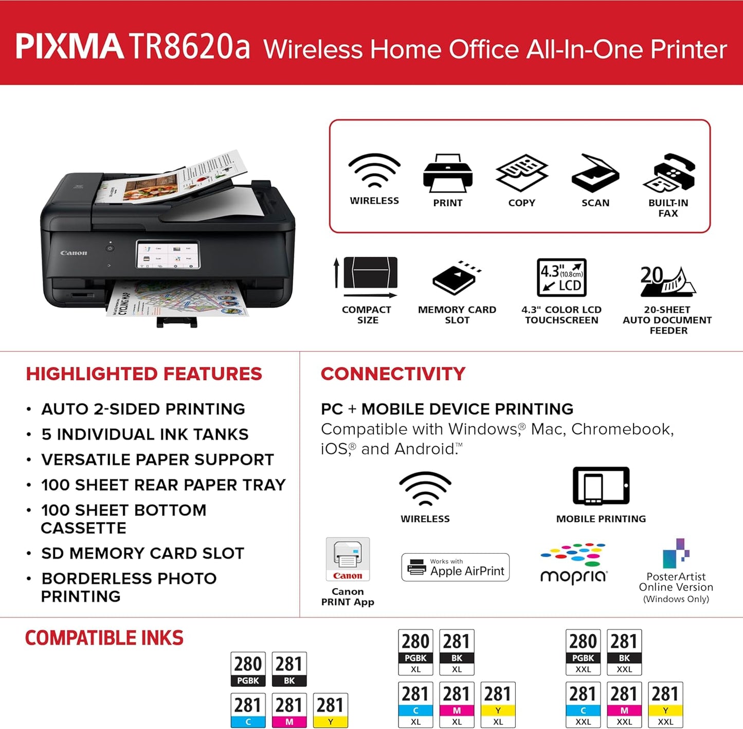 Canon 4451C032 PIXMA TR8620a Wireless All-in-One Printer