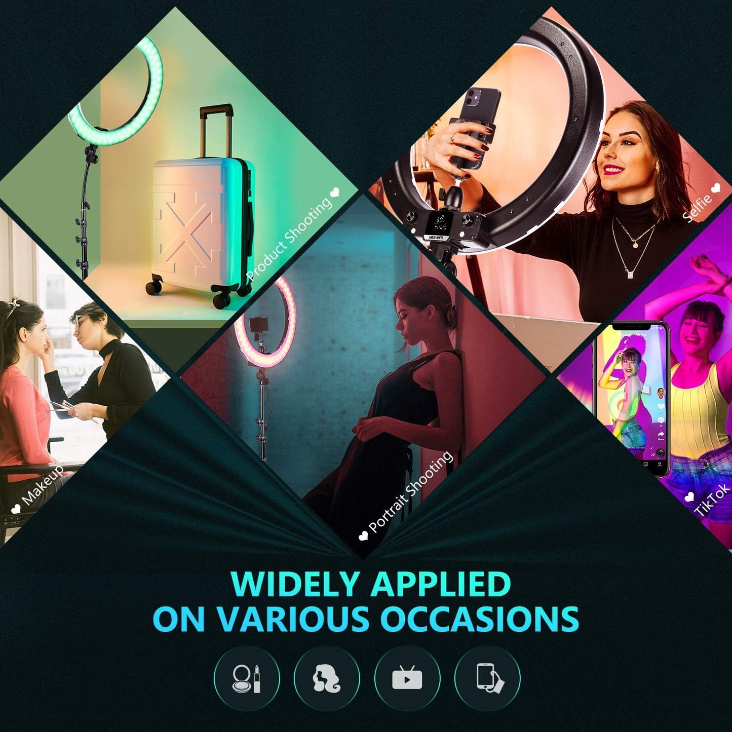 Neewer 10099577 18-inch RGB Ring Light Kit with App Control