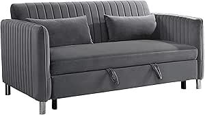 Lexicon Oakhill Studio Sofa - Velvet Convertible Bed, Brownish Gray