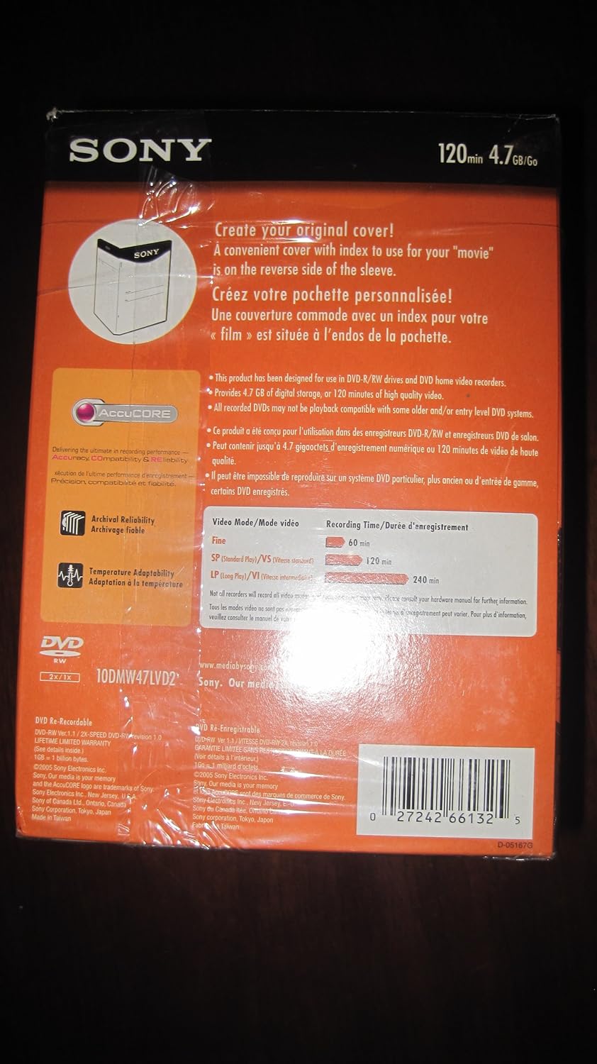 Sony 4328278791 DVD-RW Discs 9-Pack Rewritable