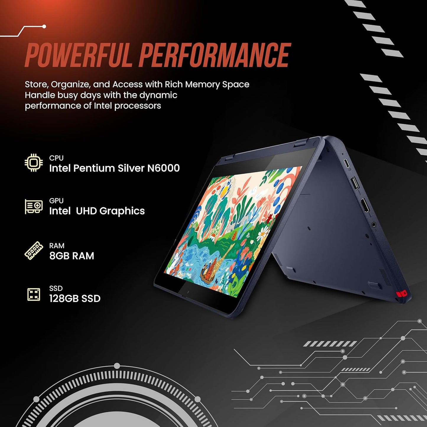 Lenovo 82J3S02N00 500w Gen 3 2-in-1 Touch Laptop Pentium 8GB 256GB