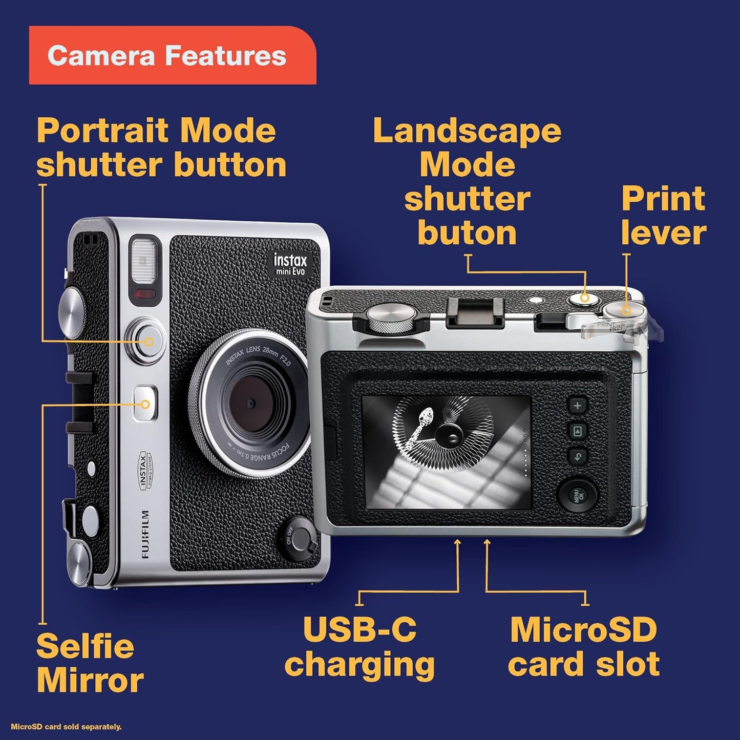 Fujifilm 16812534 Instax Mini EVO Instant Camera - Brown