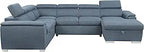 Lexicon 194840129479 Cataleya Blue Chenille 4-Piece Sectional Sofa
