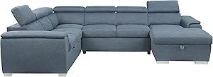 Lexicon 194840129479 Cataleya Blue Chenille 4-Piece Sectional Sofa