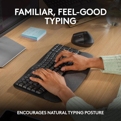 Logitech Wave Keys Ergonomic Keyboard Palm Rest Renewed