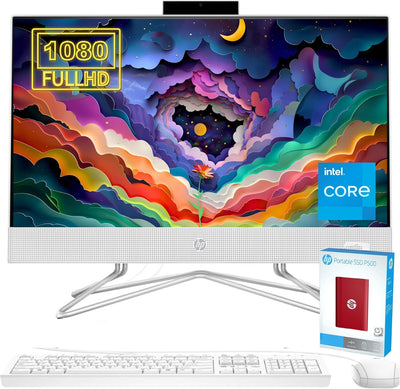 HP AIO 21.5" Desktop: Dual-Core, 32GB RAM, 1TB SSD + 500GB External SSD