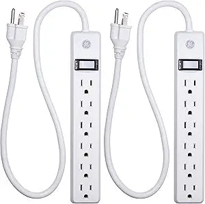 GE 14087 6-Outlet 2Ft Power Strip 2-Pack