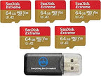 SanDisk 64GB_TF_Extreme_x5_R4 64GB Micro Extreme DJI Drone Memory Card 5-Pack