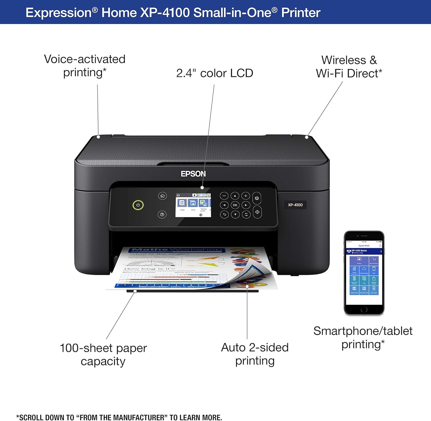 Epson XP-4100 Wireless Color Printer Scanner Copier