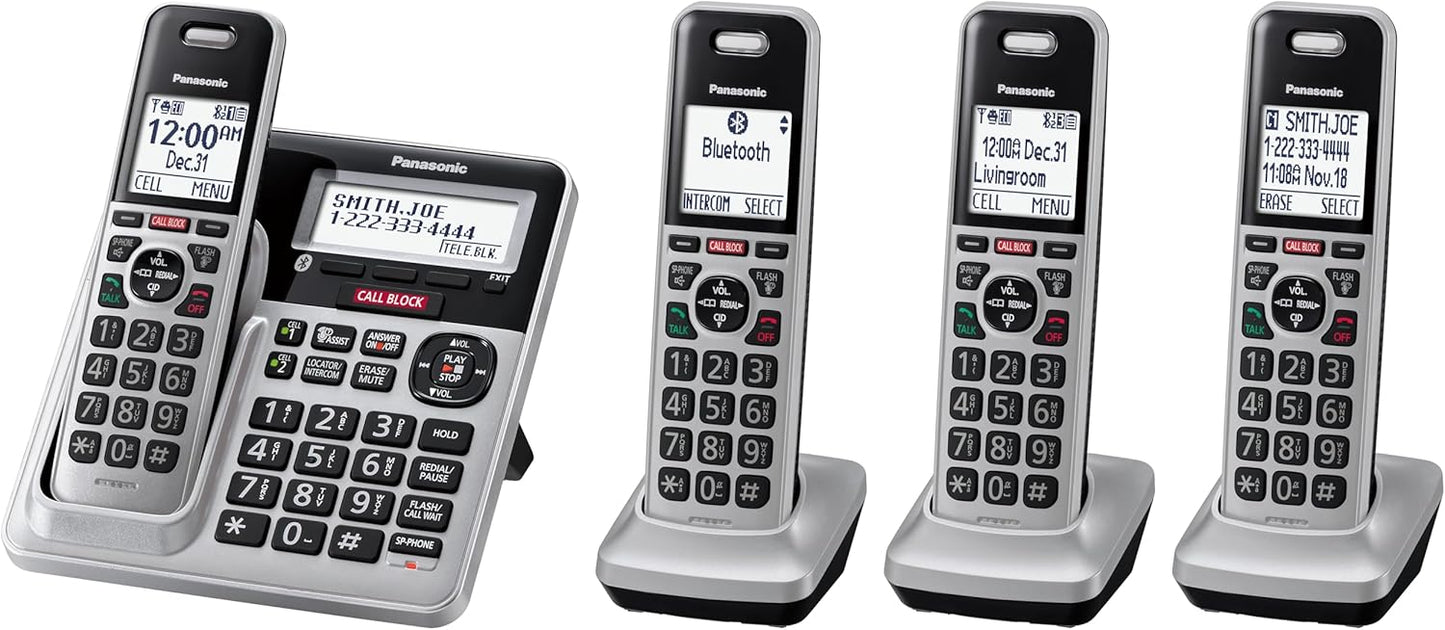 Panasonic KX-TG994 DECT 6.0 Bluetooth 4-Handset Phone (Renewed)