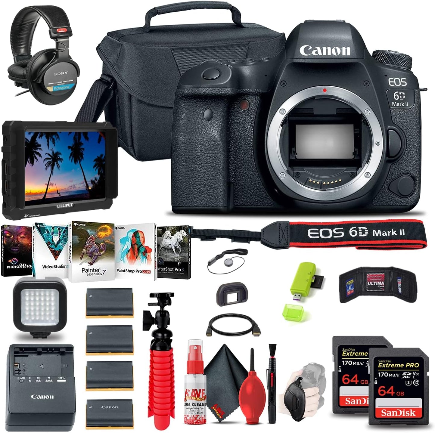 Canon 1897C002 EOS 6D Mark II Renewed Camera Bundle
