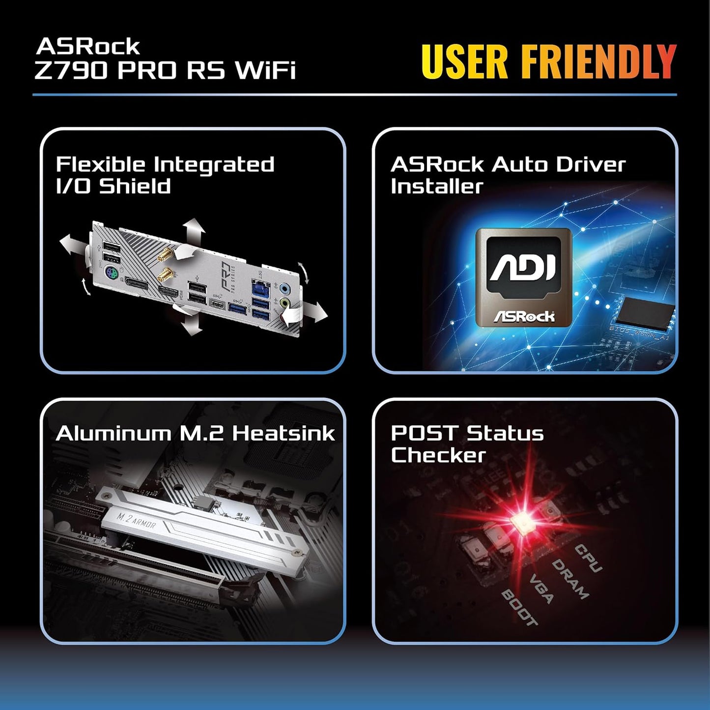 ASRock 90-MXBL50-A0UAYZ Z790 Pro RS WiFi Motherboard