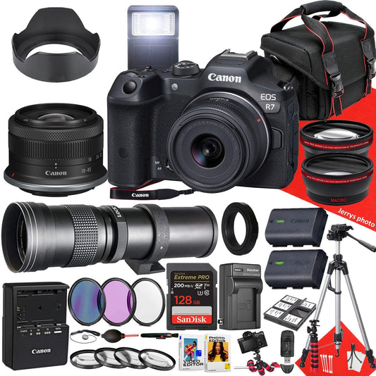 Canon R7 Mirrorless Camera 18-45mm Lens Bundle (Renewed)