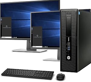 HP 600 G1 SFF Desktop - i7, 16GB, SSD+HDD, Dual 24" Monitor (Renewed)