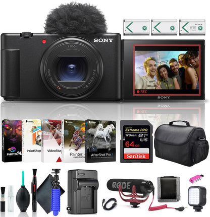 Sony ZV1M2/B Vlog Camera Bundle with Mic