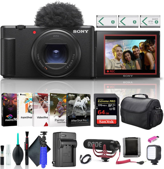 Sony ZV1M2/B Vlog Camera Bundle with Mic