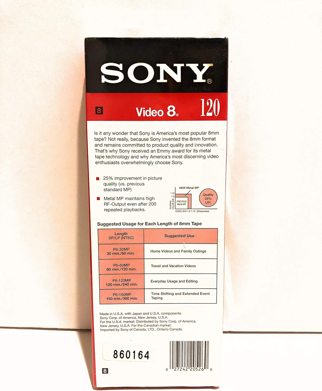 Sony LYSB00AGFSFIS 8mm MP Video Cassette 120 min (4 Pack)